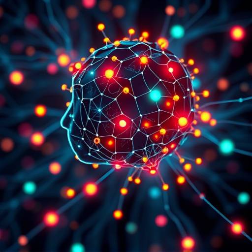 A stylized representation of artificial intelligence with neural networks and glowing nodes.